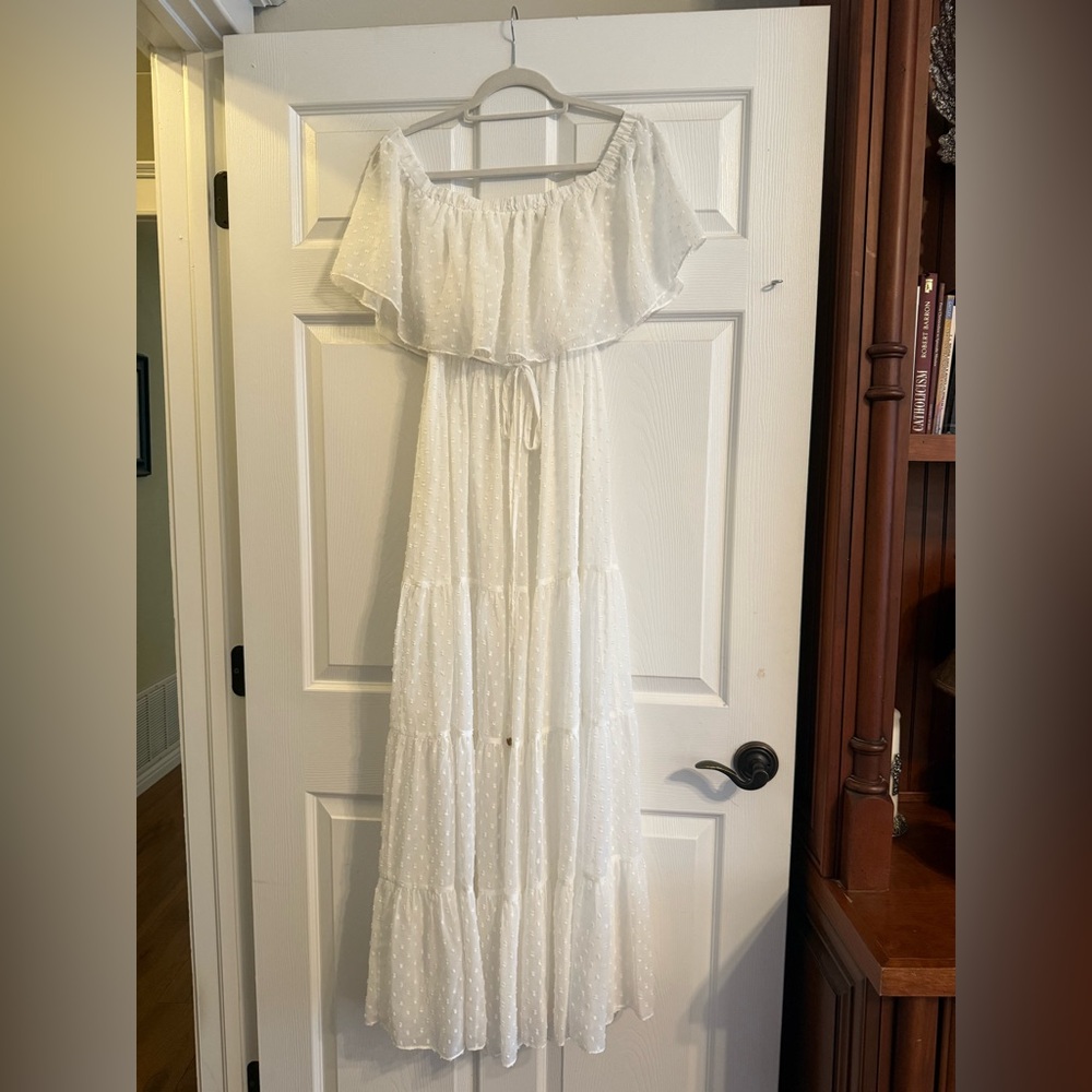 White Off-Shoulder Maxi Dress